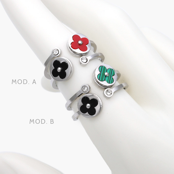AB0425 Anillo Flores Esmalte Acero Inoxidable 425 - Imagen 1