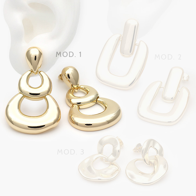 marcaca1212 Aretes Chapa de Oro Chunky 566 - Imagen 1