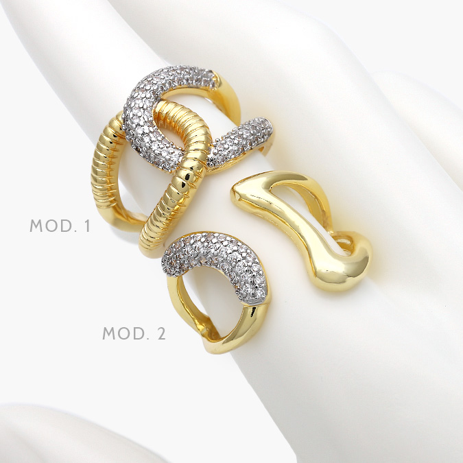 CTB1103 Anillo Zirconias Chapa de Oro 1103 - Imagen 1