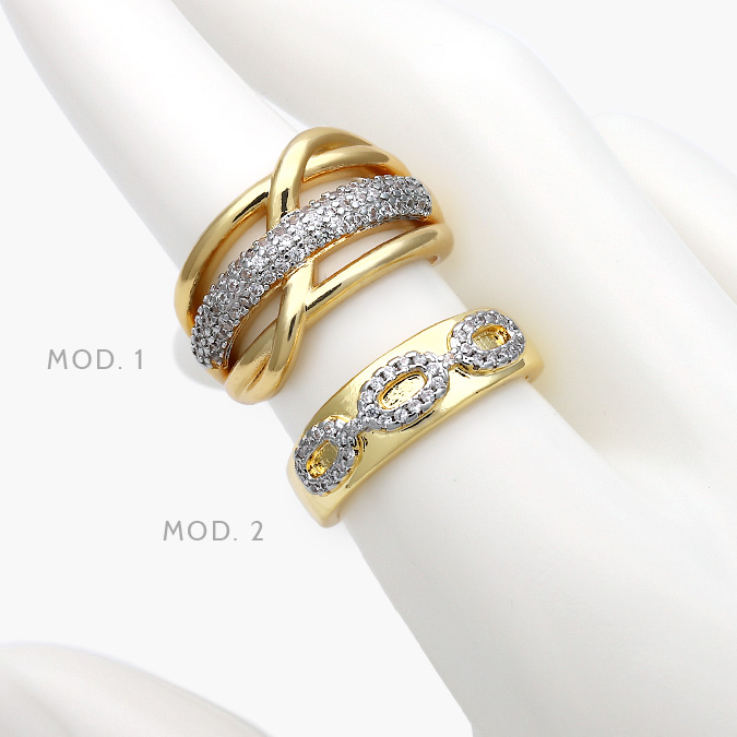 CTB1105 Anillo Zirconias Chapa de Oro 1105 - Imagen 1