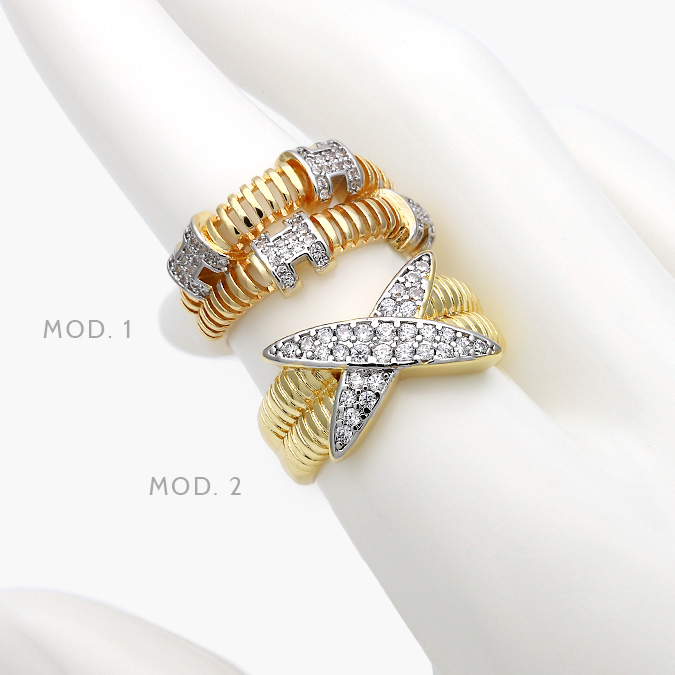 CTB1108 Anillo Zirconias Chapa de Oro 1108 - Imagen 1