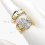 Anillo Bicolor Eslabones Flor Trebol Chapa de Oro 1120 - Modelo 1