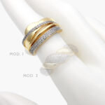 Anillo Bicolor Zirconias Blancas Chapa de Oro 1131 - Modelo 1