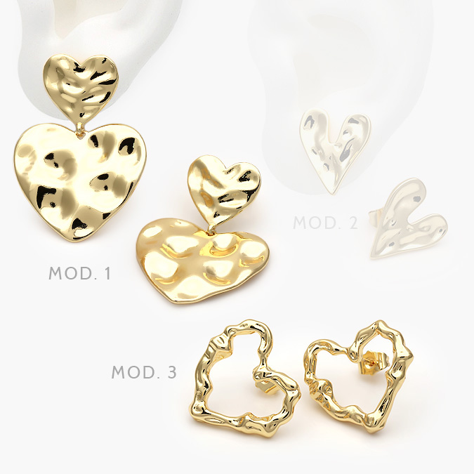 CA10554 Aretes Corazones Chapa de Oro 554 - Imagen 1