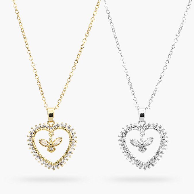 CD0468 Collar Hada Corazón Zirconias Chapa de Oro 468 - Imagen 1