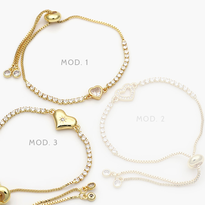 MPU785 Pulso Ajustable Corazón Chapa de Oro 785 - Imagen 1