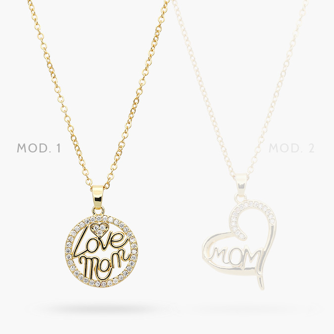 cd0470 Collar Chapa de Oro Corazón Mamá 470 - Imagen 1