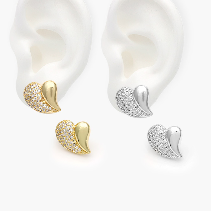 CA10576 Aretes Corazón Zirconias Chapa de Oro 576 - Imagen 1