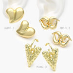 Aretes Corazones Chapa de Oro 586 - Modelo 1