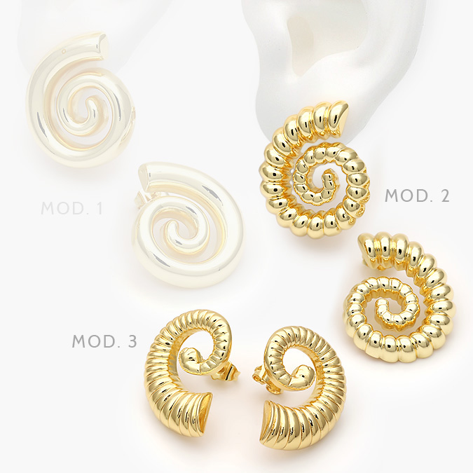 CA10588 Aretes Caracol Chapa de Oro 588 - Imagen 1