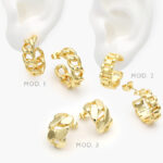 Aretes Eslabones Chapa de Oro 603 - Modelo 1