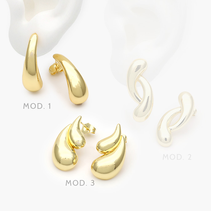 CA10607 Aretes Lisos Chapa de Oro 607 - Imagen 1