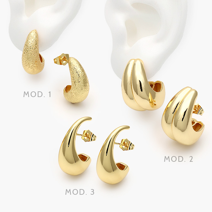 CA10608 Aretes Lisos Chapa de Oro 608 - Imagen 1