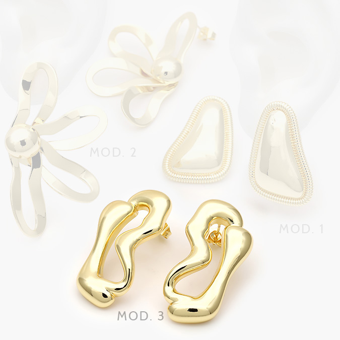 CA10612 Aretes Chunky Chapa de Oro 612 - Imagen 1