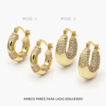 Arracadas Chunky Zirconia Chapa de Oro 855