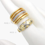 Anillo Bicolor Zirconias Blancas Chapa de Oro 1141