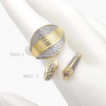 Anillo Bicolor Zirconias Blancas Chapa de Oro 1142