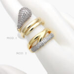 Anillo Bicolor Zirconias Blancas Chapa de Oro 1143 - Modelo 1