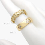 Anillo Flores Treboles Zirconias Blancas Chapa de Oro 1161 - Modelo 1
