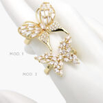 Anillo Mariposas Zirconias Blancas Chapa de Oro 1175