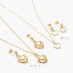 Juego Sagrado Corazón Esmalte Blanco Chapa de Oro 68 Cadena de Aguja - Modelo 1