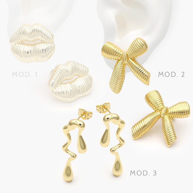ca10587 Aretes Lisos Chapa de Oro 587 - Imagen 1