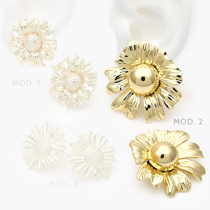 ca10592 Aretes Flores Chapa de Oro 592 - Imagen 1