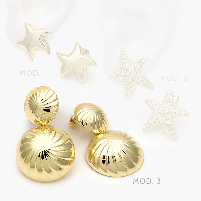 ca10601 Aretes Estrellas Chapa de Oro 601 - Imagen 1