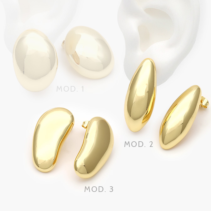 ca10610 Aretes Chunky Chapa de Oro 610 - Imagen 1