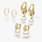 Arracadas Perla Chapa de Oro 867 - Modelo 1
