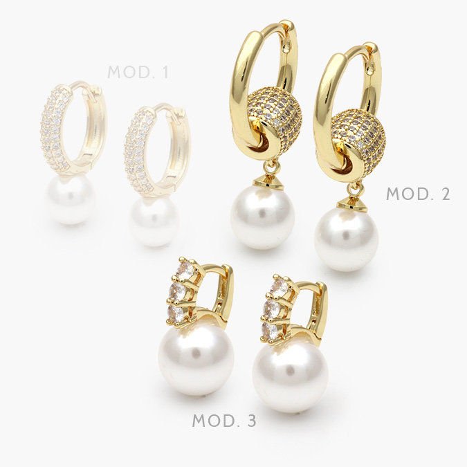 ca40867 Arracadas Perla Chapa de Oro 867 - Imagen 1