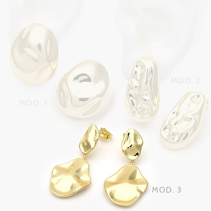 marca23 Aretes Chunky Chapa de Oro 611 - Imagen 1