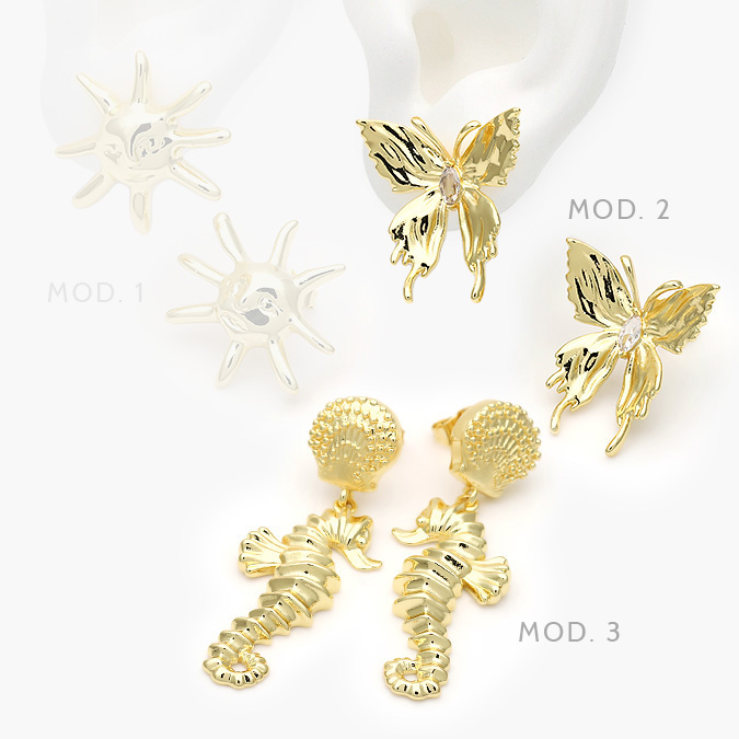 marca32 Aretes Naturaleza Chapa de Oro 590 - Imagen 1