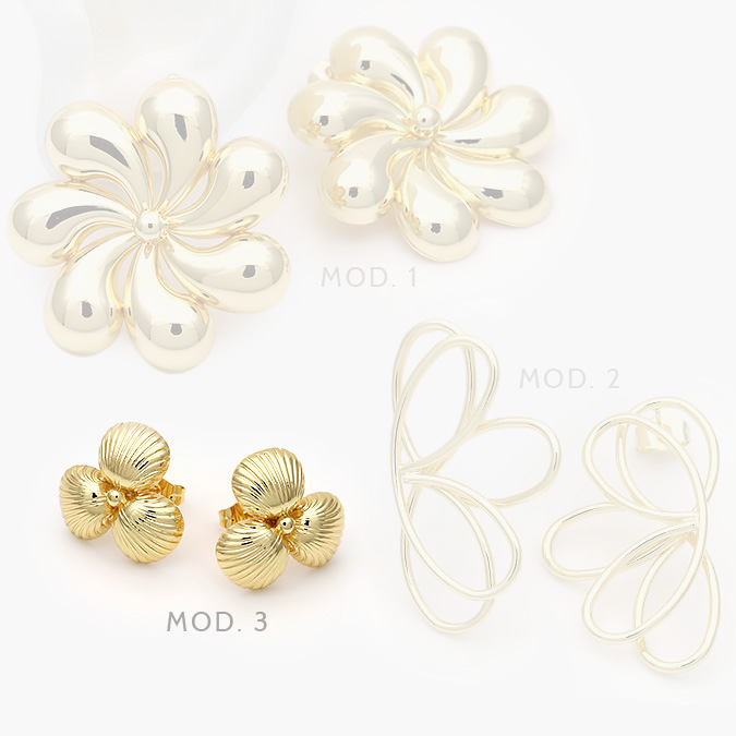 marcate253 Aretes Flores Chapa de Oro 600 - Imagen 1