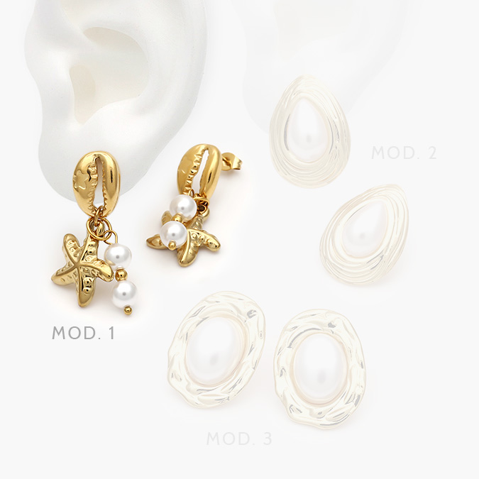 marcax4 Aretes Madre Perla Acero Inoxidable 167 - Imagen 1