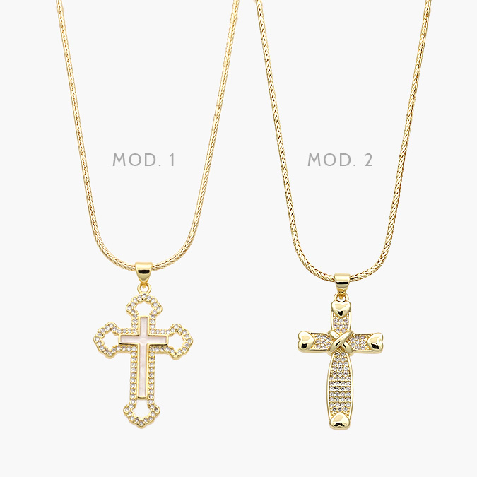 CDR0291 Collar Cruces Chapa de Oro 291 - Imagen 1