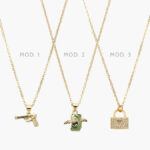 Collar Pistola Dinero Bolso Chapa de Oro 584