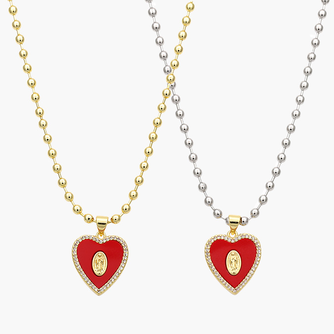 CTD0592 Collar Virgen Guadalupe Corazón Chapa de Oro 592 - Imagen 1