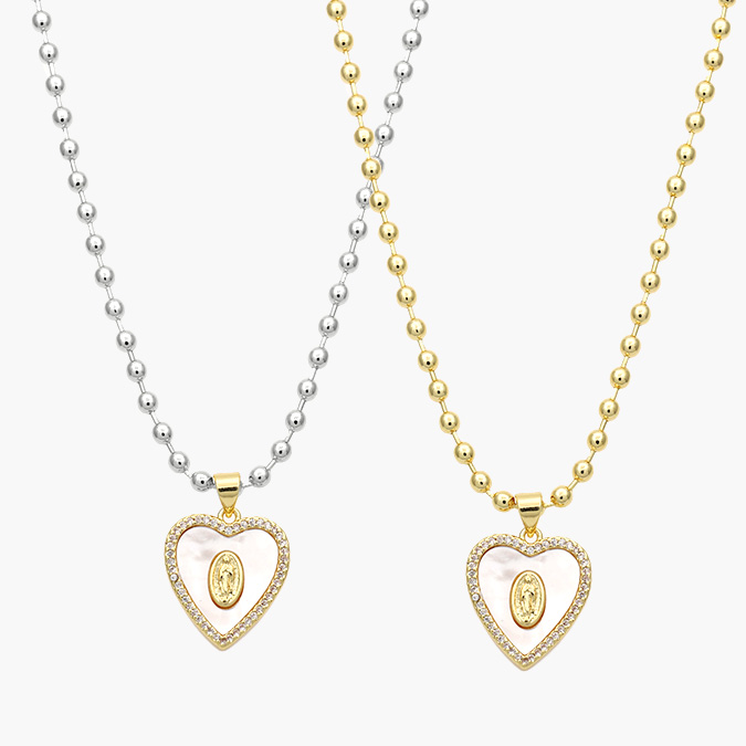 CTD0593 Collar Virgen Guadalupe Corazón Chapa de Oro 593 - Imagen 1