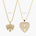 Collar Corazón Cruz Chapa de Oro 600 - Modelo 1