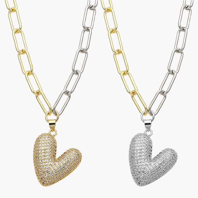 CTD0602 Collar Corazón Zirconias Chapa de Oro 602 - Imagen 1
