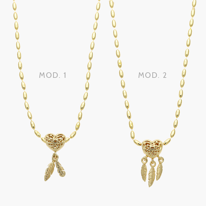 CTD0608 Collar Corazón Atrapasueños Chapa de Oro 608 - Imagen 1