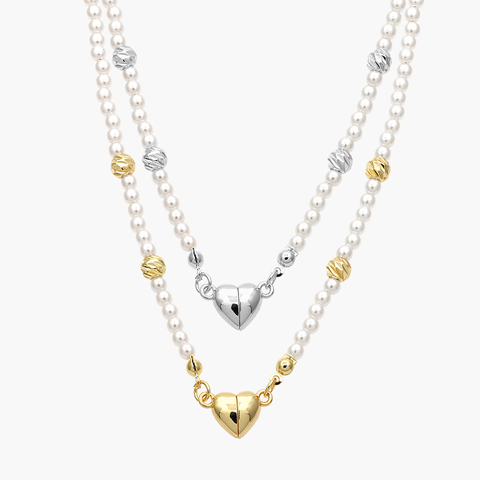 CTD0618 Collar Corazón Perlas Chapa de Oro 618 - Imagen 1