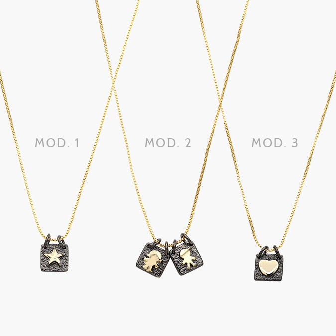 CTD0621 Collar Escapularios Corazon Estrella Niños Chapa de Oro 621 - Imagen 1