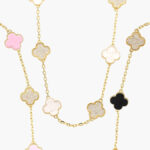 Collar Flores Zirconia Chapa de Oro 625 - Blanco