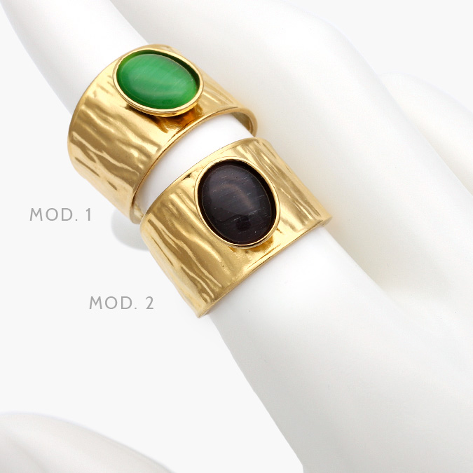 AB0457 Anillo Piedra Acrílico Ajustable Acero Inoxidable 457 - Imagen 1