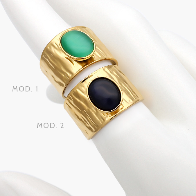 AB0458 Anillo Piedra Acrílico Ajustable Acero Inoxidable 458 - Imagen 1