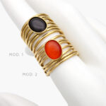 Anillo Piedra Acrílico Ajustable Acero Inoxidable 468 - Modelo 1