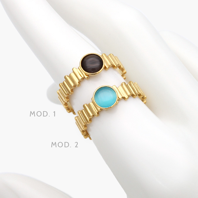 AB0473 Anillo Piedra Acrílico Ajustable Acero Inoxidable 473 - Imagen 1