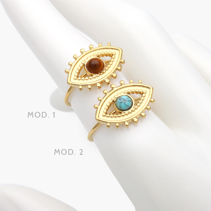 AB0499 Anillo Piedra Acrílico Ajustable Acero Inoxidable 499 - Imagen 1